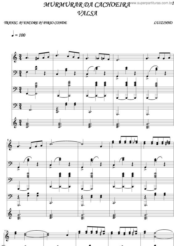 Partitura da música Murmurar Da Cachoeira