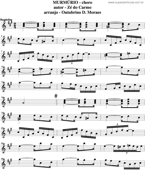 Partitura da música Murmúrio