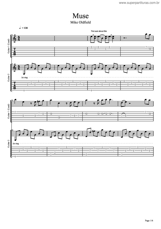 Partitura da música Muse