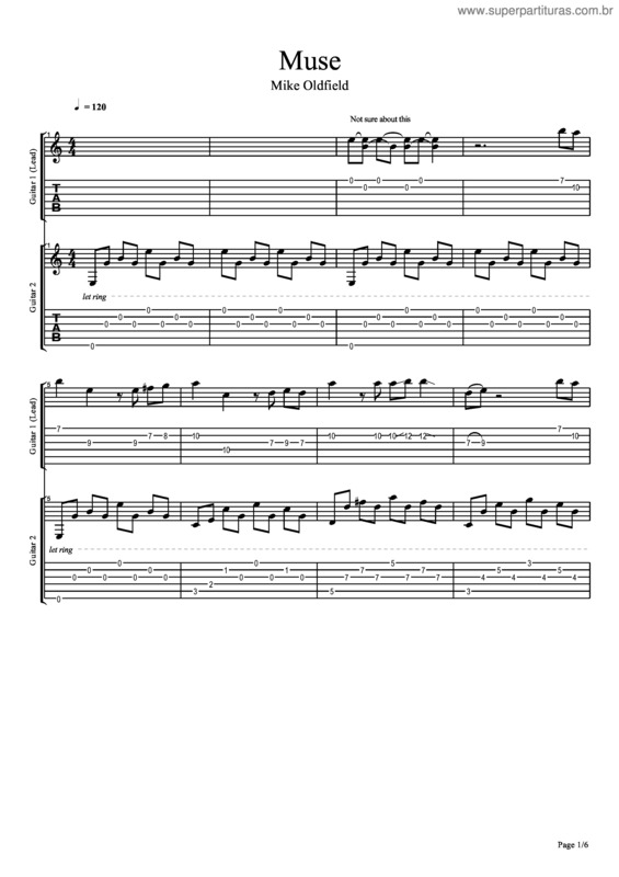 Partitura da música Muse