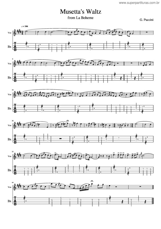 Partitura da música Musetta`S Waltz