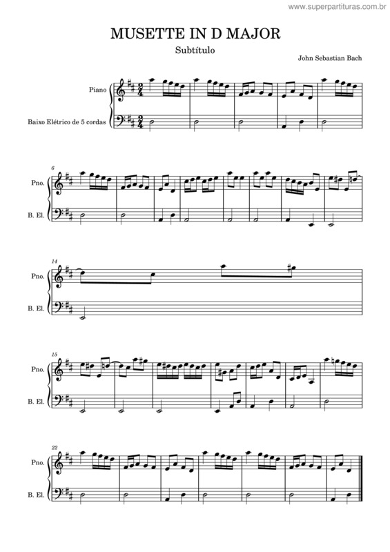 Partitura da música Musette In D Major v.2