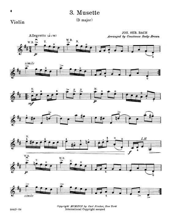 Partitura da música Musette in D major