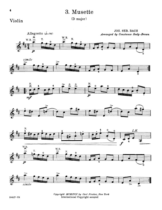 Partitura da música Musette in D major