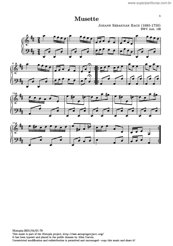 Partitura da música Musette