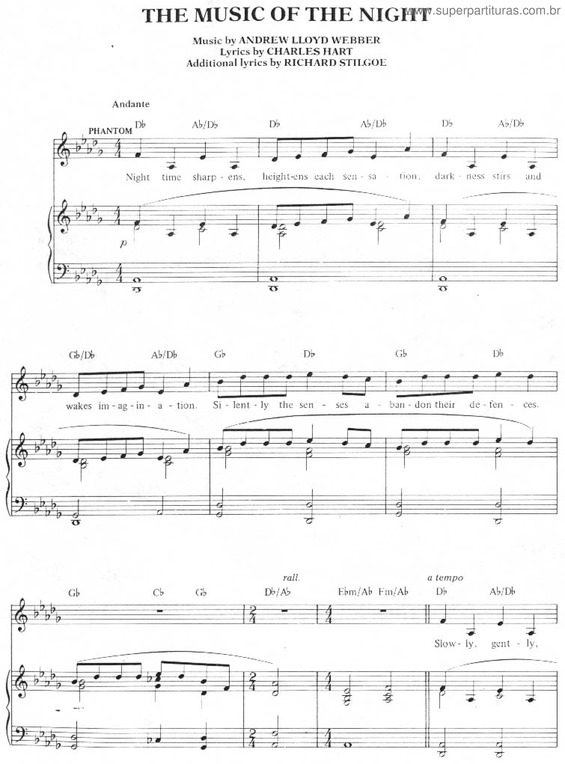 Partitura da música Music Of The Night v.2