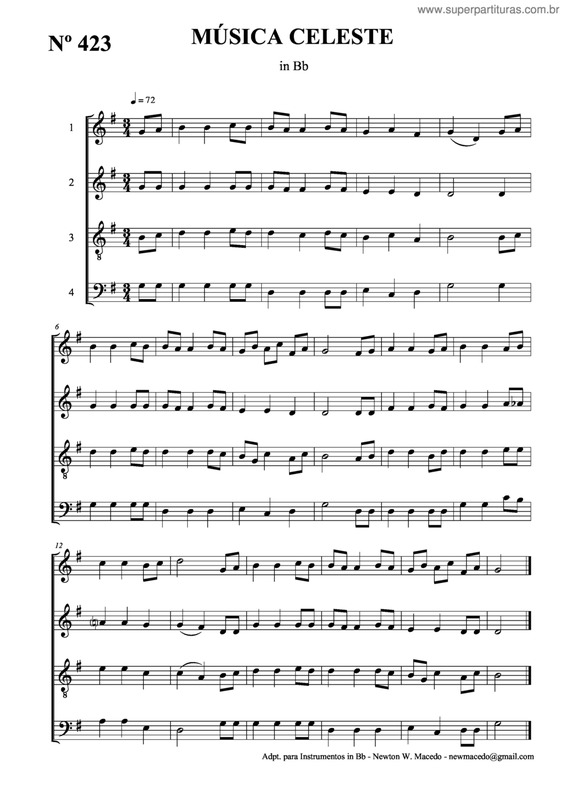 Partitura da música Música Celeste v.2