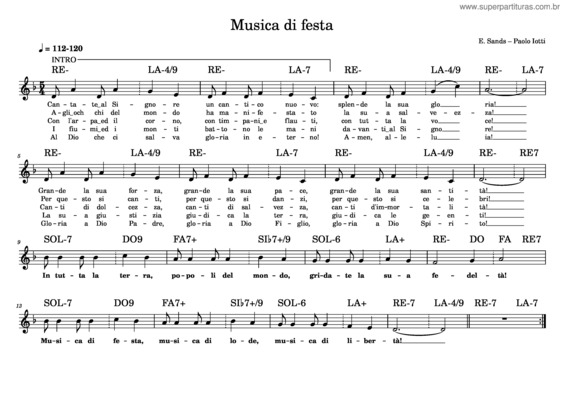 Partitura da música Musica Di Festa – E. Sands – Paolo Iotti