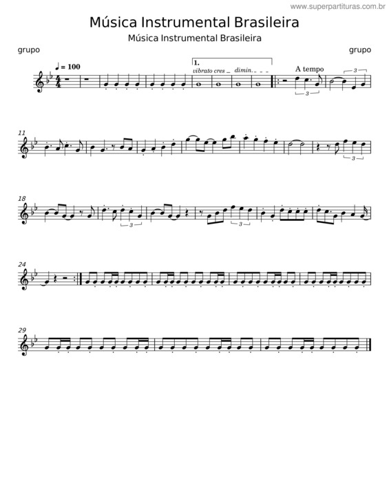 Partitura da música Música Instrumental Brasileira