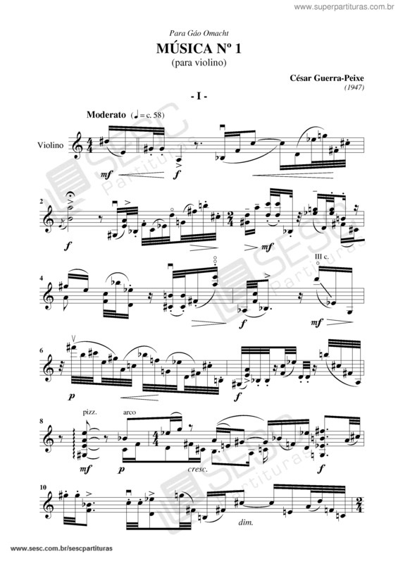 Partitura da música Música nº 1