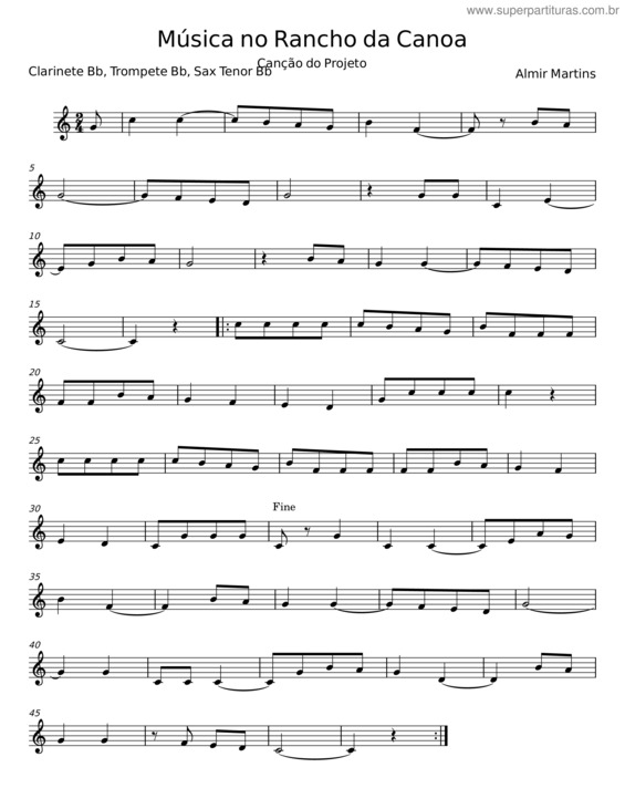 Partitura da música Música No Rancho Da Canoa