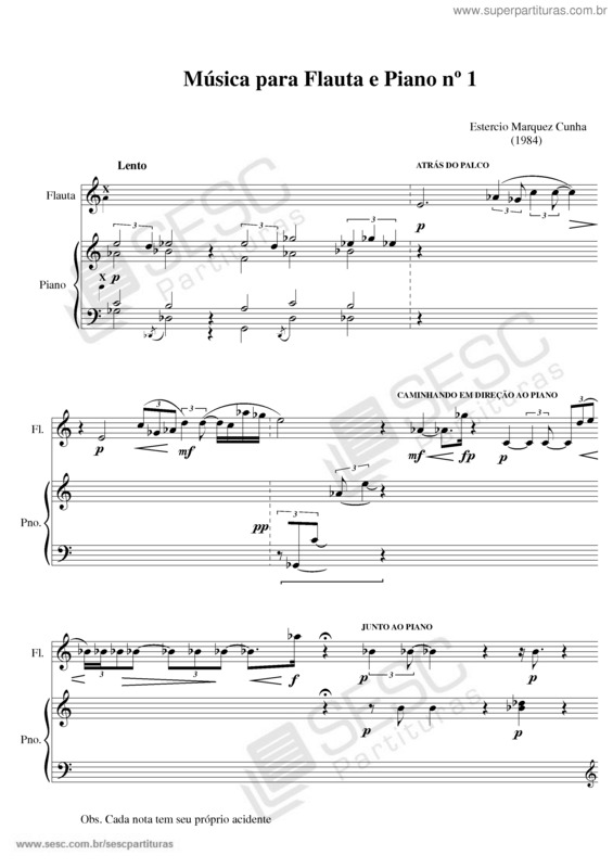 Partitura da música Música para flauta e piano nº 1