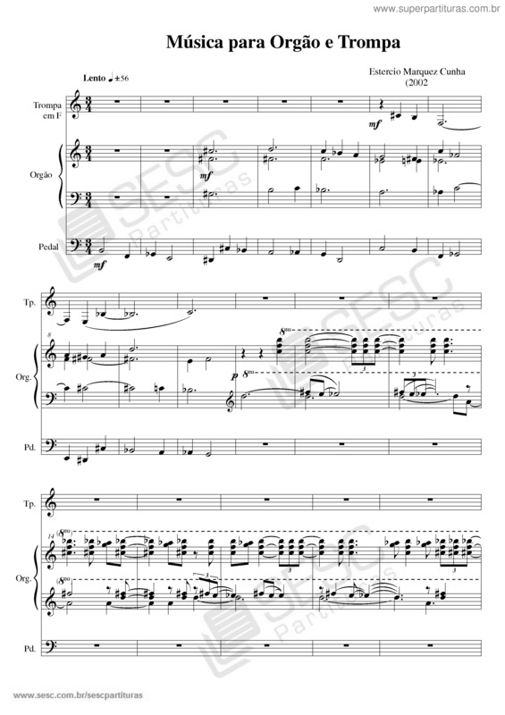 Partitura da música Música para orgão e trompa