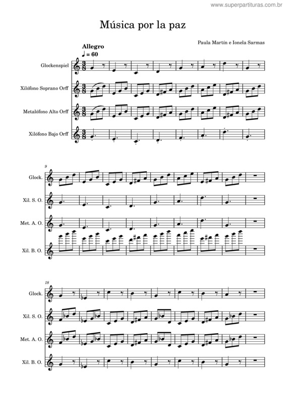 Partitura da música Música Por La Paz–Paula E Ionela