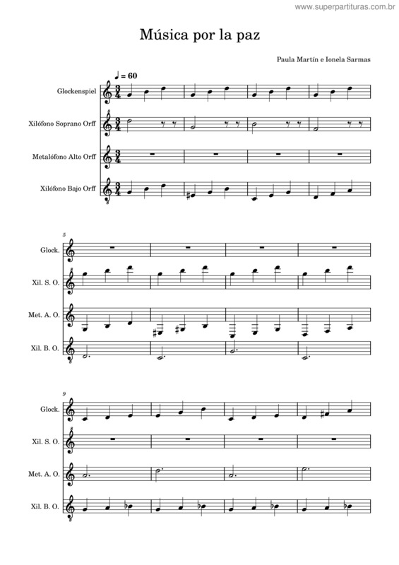 Partitura da música Música Por La Paz