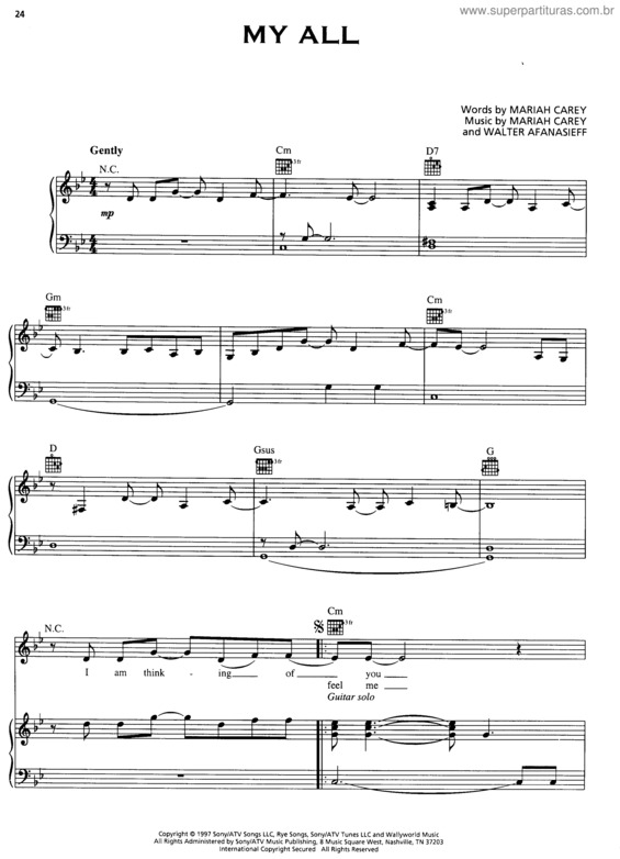 Partitura da música My All