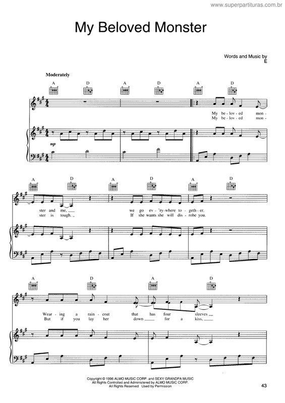 Partitura da música My Beloved Monster