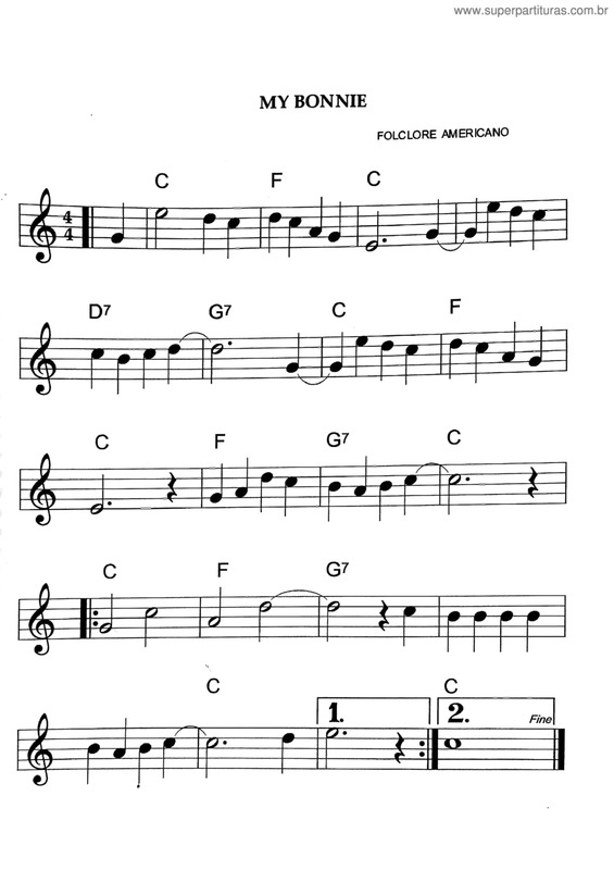 Partitura da música My Bonnie v.3