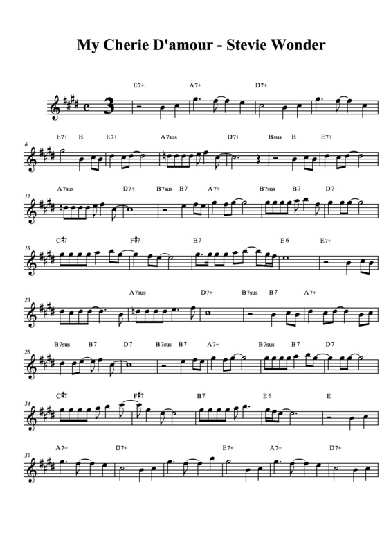 Partitura da música My Cherie Amour v.3