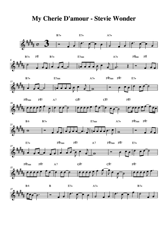 Partitura da música My Cherie Amour v.4