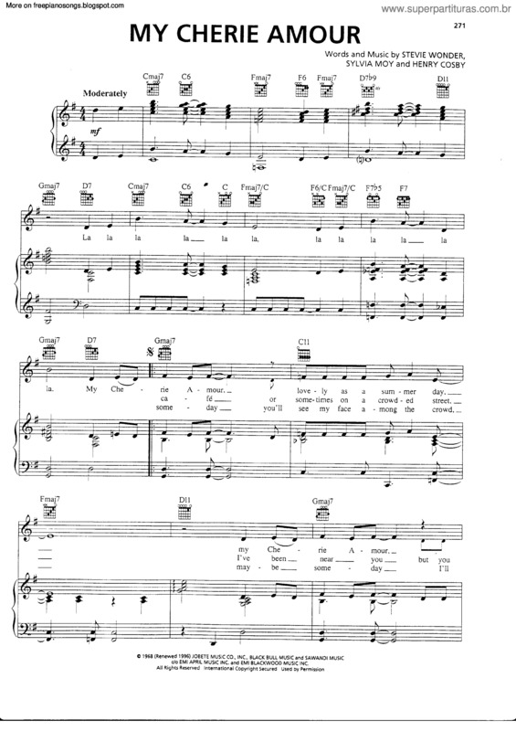 Partitura da música My Cherie Amour v.5