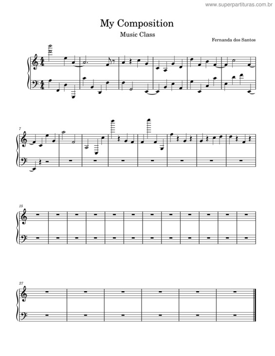 Partitura da música My Composition – Music Myp 4 – Fernanda Dos Santos