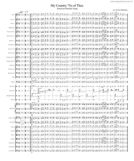 Partitura da música My Country `Tis Of Thee – Samuel T. Smith My Country `Tis Of Thee