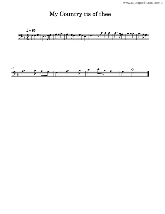 Partitura da música My Country Tis Of Thee