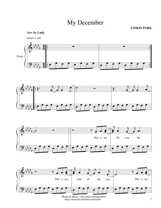 Partitura da música My December v.3