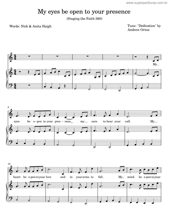 Partitura da música My Eyes Be Open To Your Presence