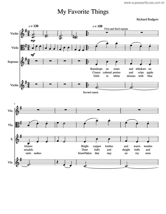 Partitura da música My Favorite Things v.2