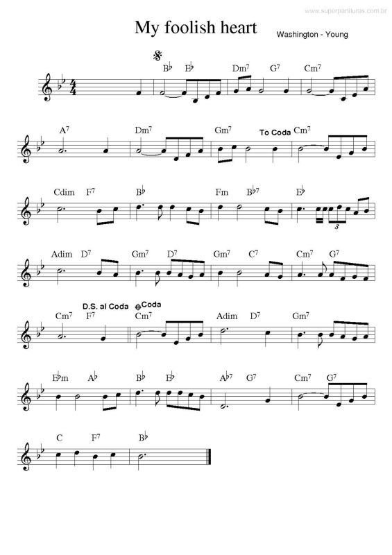 Partitura da música My Foolish Heart