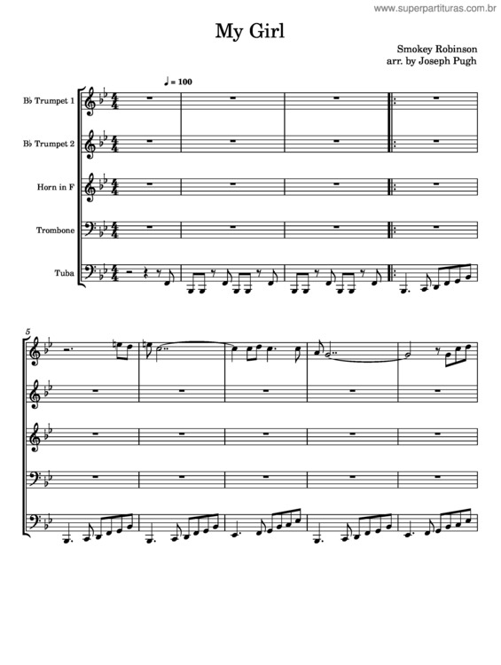 Partitura da música My Girl – The Temptations– Smokey Robinson