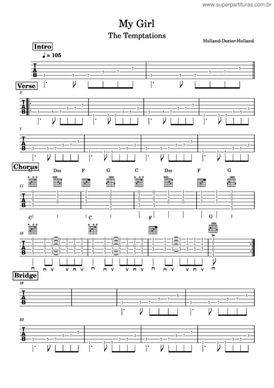 Partitura da música My Girl – The Temptations