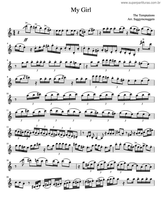 Partitura da música My Girl Leo P Solo