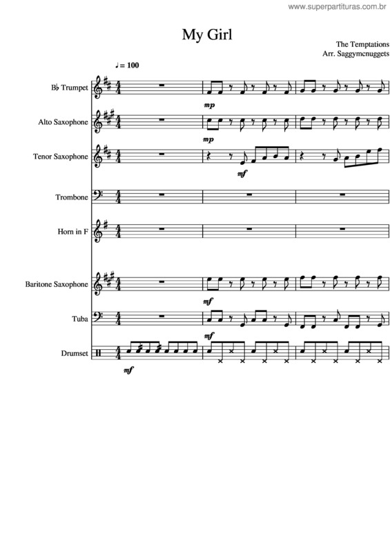 Partitura da música My Girl–Lucky Chops