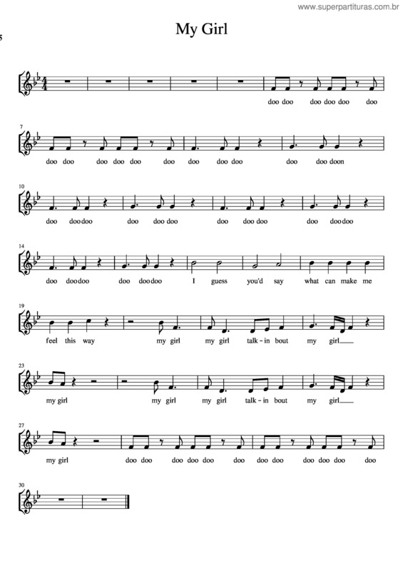 Partitura da música My Girl–Soprano