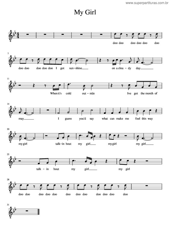Partitura da música My Girl–Tenor