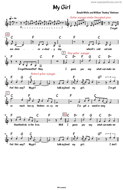 Partitura da música My Girl v.17