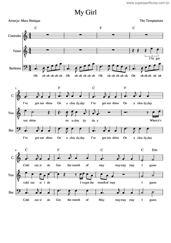 Partitura da música My Girl v.21