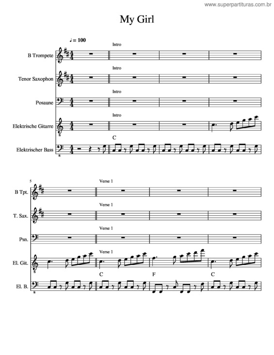 Partitura da música My Girl v.23