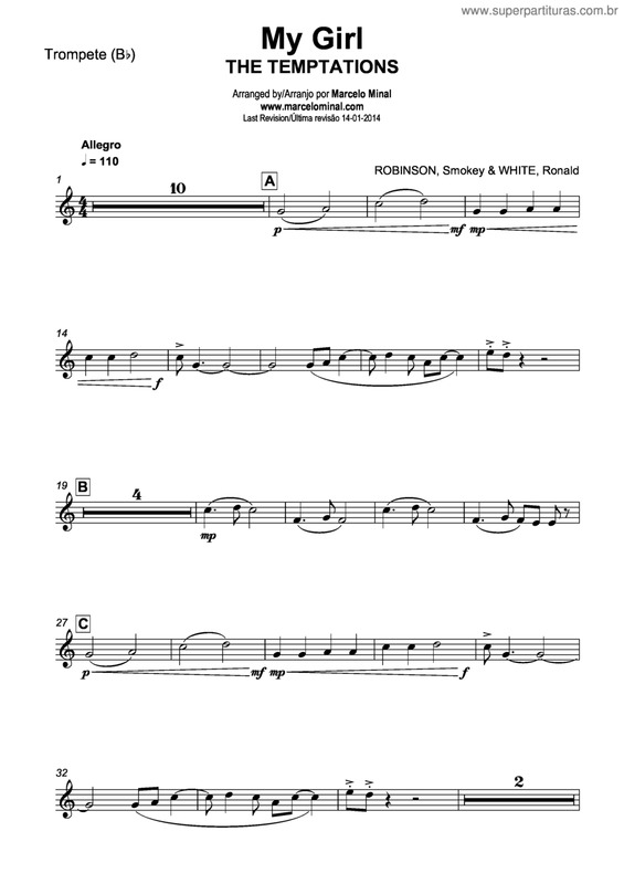 Partitura da música My Girl v.3