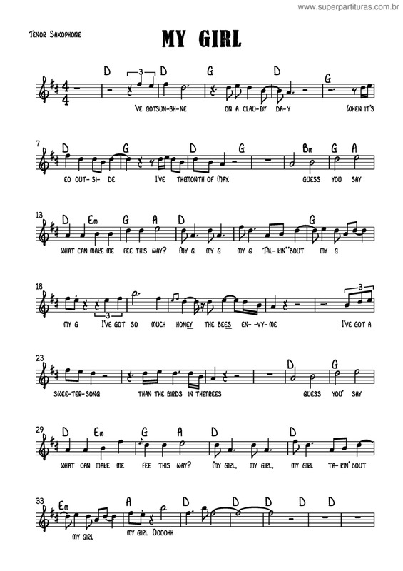 Partitura da música My Girl v.5