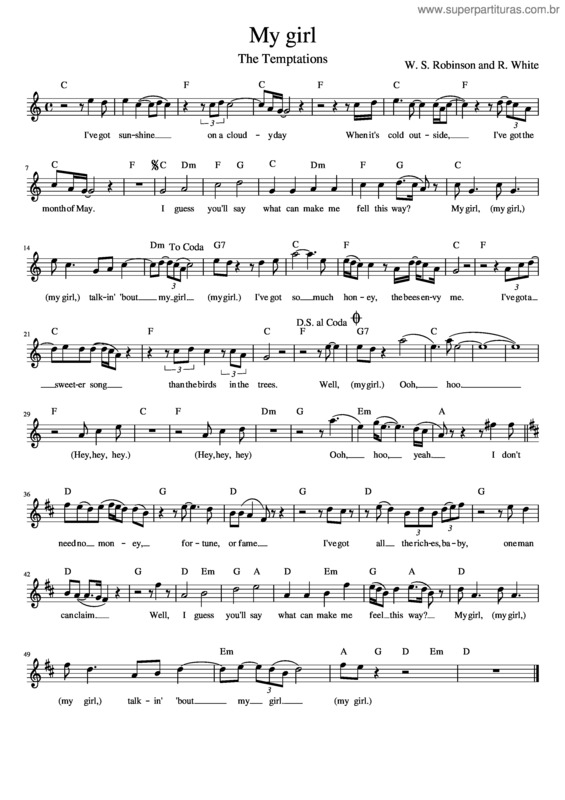 Partitura da música My Girl v.8