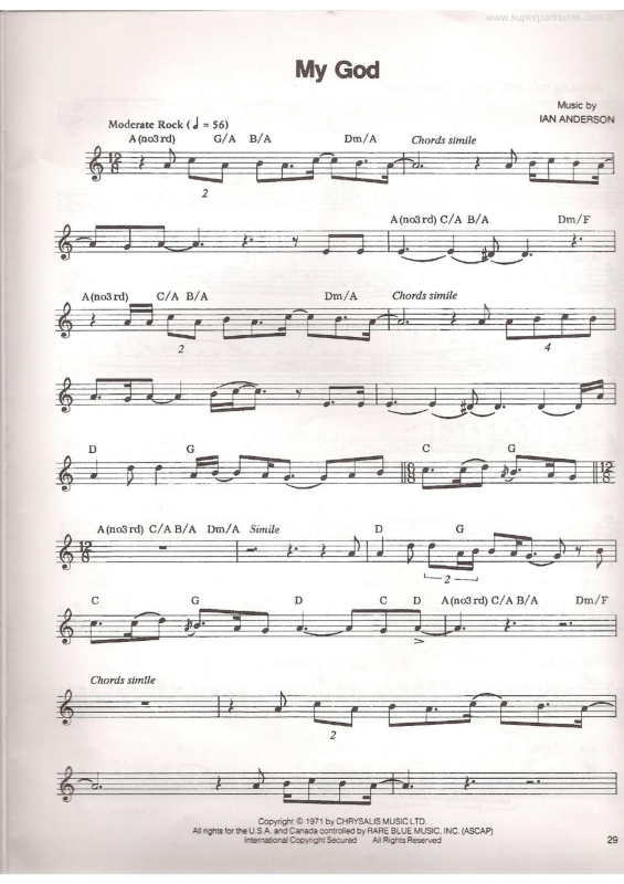 Partitura da música My God