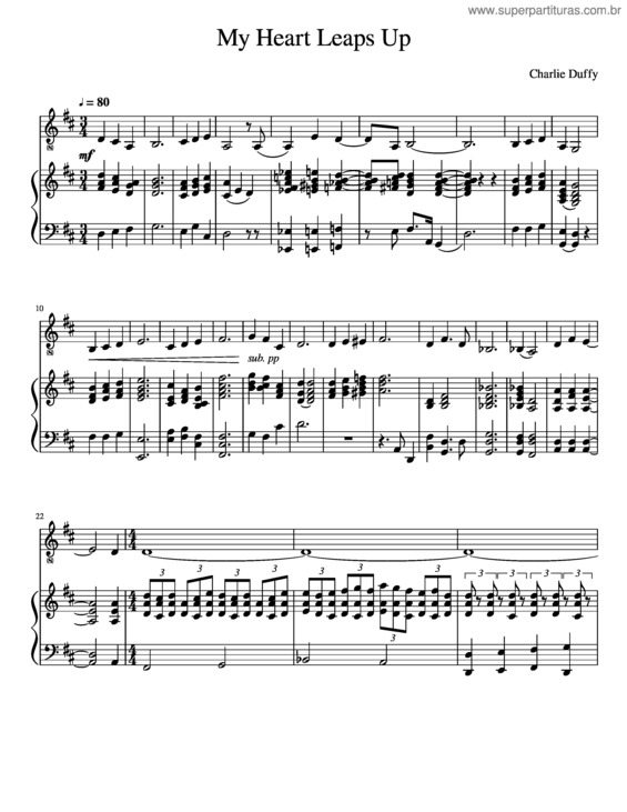 Partitura da música My Heart Leaps Up– Eh Composition Assignment