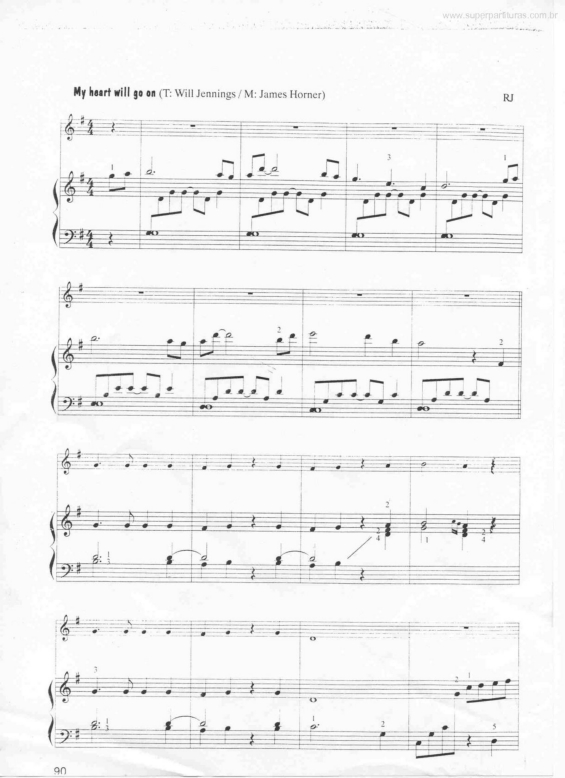 Partitura da música My Heart Will Go On (Titanic) v.2