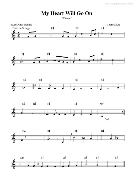 Partitura da música My Heart Will Go On (Titanic) v.3