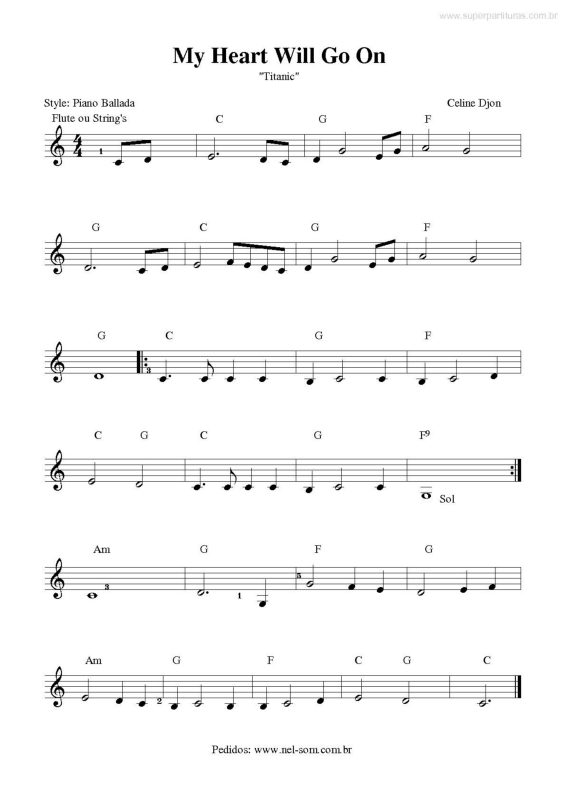 Partitura da música My Heart Will Go On (Titanic) v.4