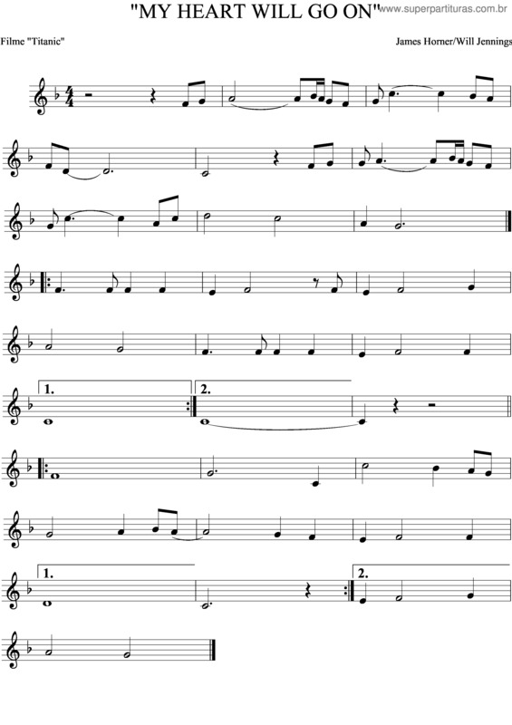 Partitura da música My Heart Will Go On v.10